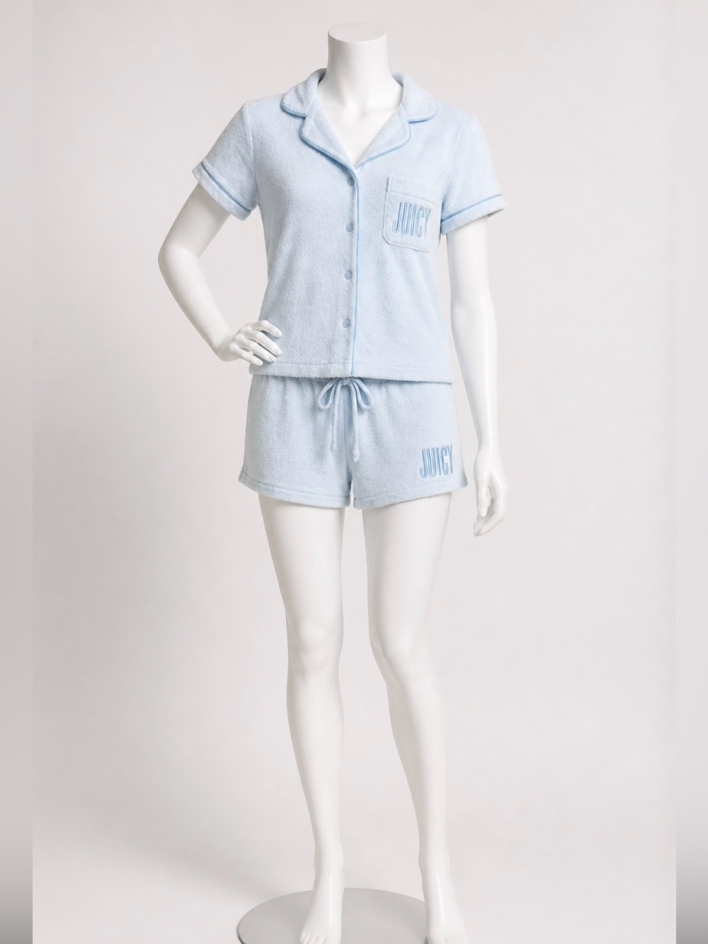 Juicy Couture Powder Blue Terry Short Pajama Set Size M New